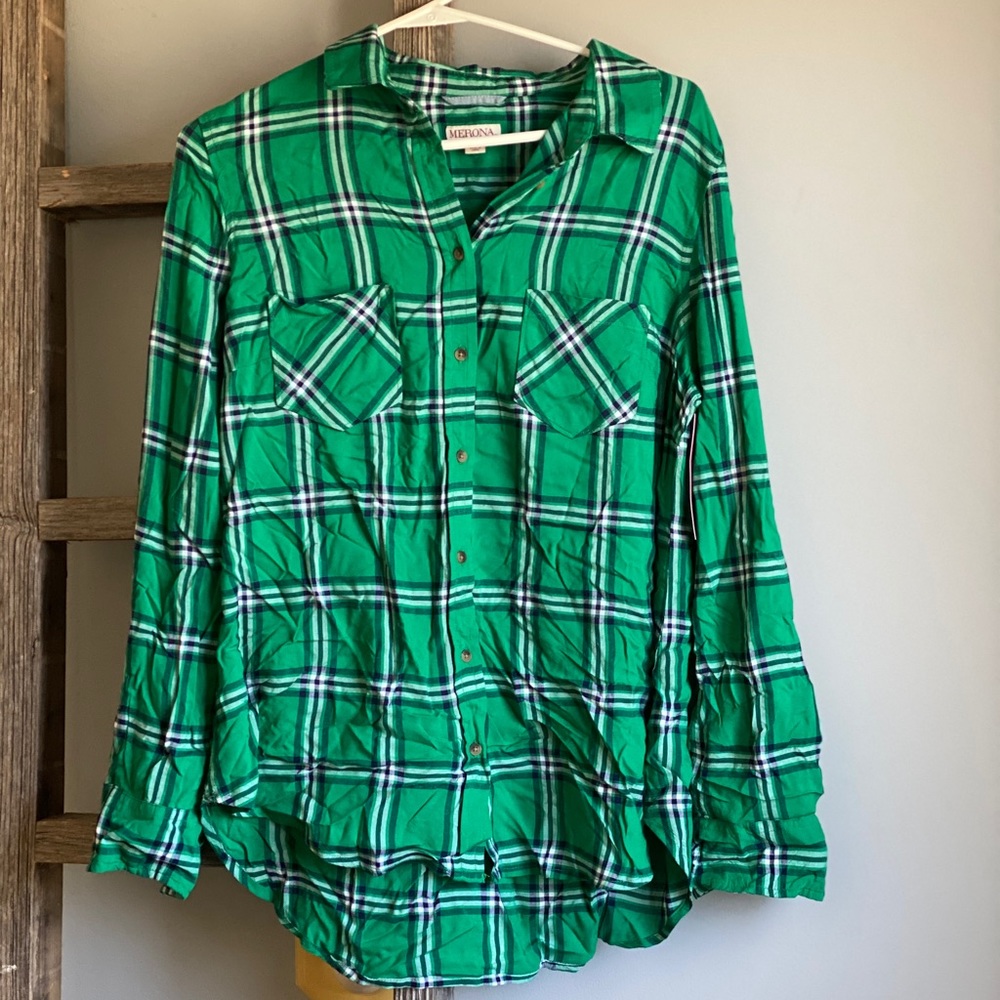 Green plaid tunic